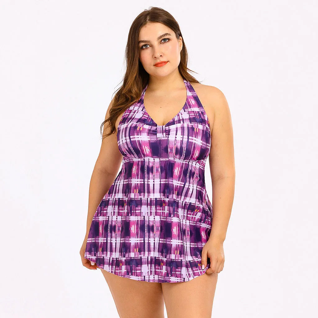 Halter-High-Elastic-Women-S-Swimsuit-Sexy-Push-Up-Gather-Print-Bikini-Set-Plus-Size-Swimwear