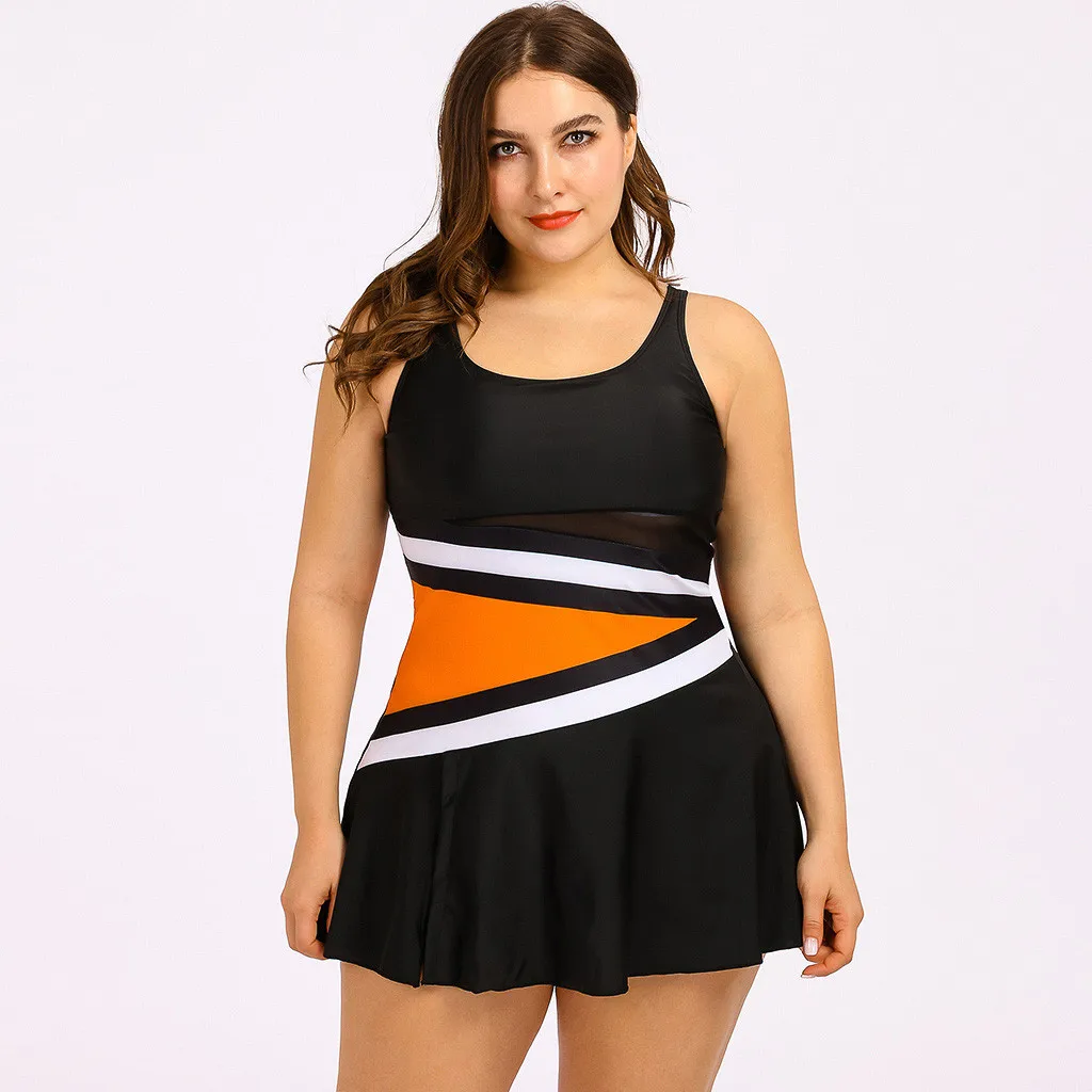 Splice-Print-Women-S-Swimsuit-Push-Up-Tankini-Set-Two-Piece-Dress-Slimming-Plus-Size-Swimwear